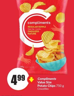 Chalo FreshCo Compliments value size potato chips 750 g offer