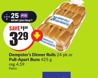 Chalo FreshCo Dempster's dinner rolls 24 pk or pull-apart buns 425 g offer
