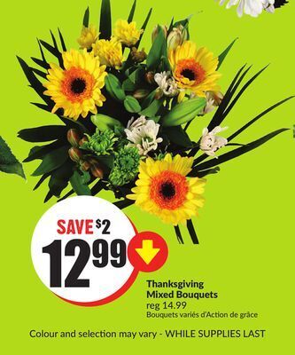 Chalo FreshCo Thanksgiving mixed bouquets offer