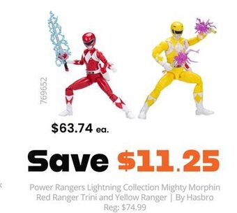 GameStop Power rangers lightning collection mighty morphin red ranger trini and yellow ranger | by hasbro offer