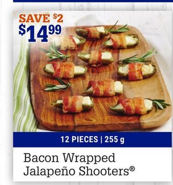 M & M Food Market Bacon wrapped jalapeño shooters offer