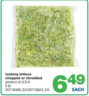 Wholesale Club Iceberg lettuce chopped or shredded, 5 lb offer