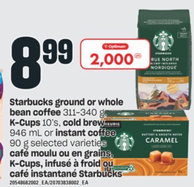 Valu-mart Café moulu ou en grains, k-cups, infusé à froid ou café instantané starbucks offer
