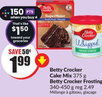 FreshCo Betty crocker cake mix 375 g betty crocker frosting 340-450 g offer