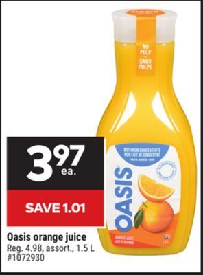 Giant Tiger Oasis orange juice offer