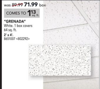 RONA Certainteed 2' x 4' grenada ceiling tiles offer