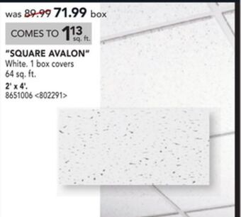 RONA Certainteed square avalon ceiling tiles 2' x 4' offer