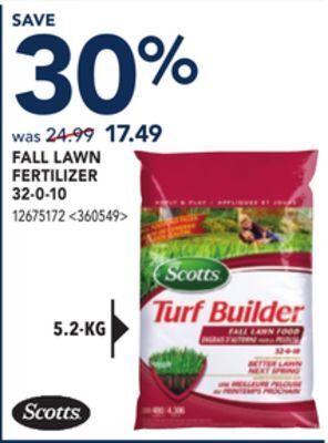 RONA Fall lawn fertilizer 32-0-10 offer