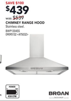 RONA Broan chimney range hood offer