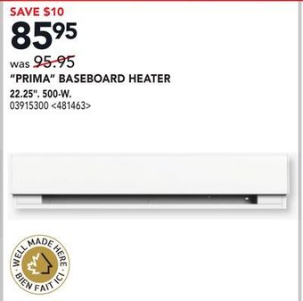 RONA Stelpro prima baseboard heater 22.25. 500-w offer