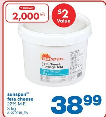 Wholesale Club Sunspun feta cheese, 22% m.f. 3 kg offer
