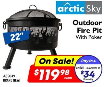 Factory Direct Arctic sky outdoor fire pit with poker offer
