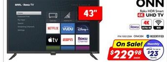 Factory Direct Onn 43 4k uhd roku smart led tv offer