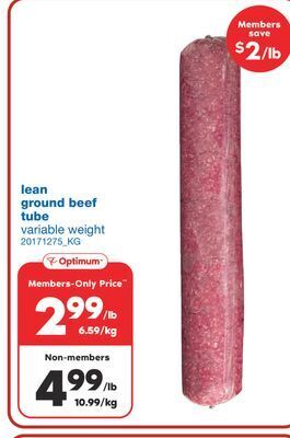 Wholesale Club Lean ground beef tube offer