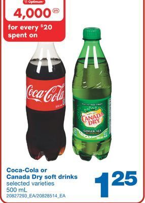 Wholesale Club Coca-cola or canada dry soft drinks, 500 ml offer