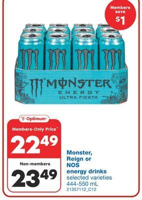 Wholesale Club Reign or nos energy drinks, 444-550 ml offer