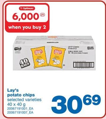 Wholesale Club Lay's potato chips, 40 x 40 g offer