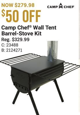 Bass Pro Camp chef wall tent barrel-stove kit offer
