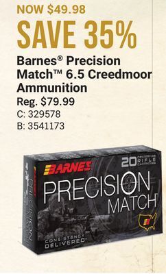 Bass Pro Barnes precision match 6.5 creedmoor ammunition offer