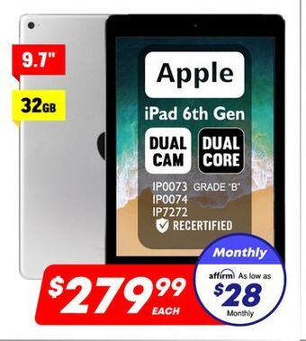 Factory Direct Apple ipad (6th gen) 32gb offer