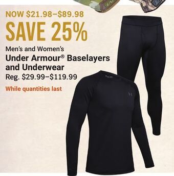 Bass Pro Under armour baselayers and underwear offer