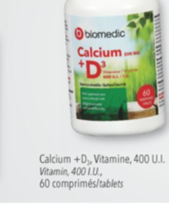 Familiprix Biomedic calcium +d3,vitamine, 400 u.i. vitamin, 400 i.u offer