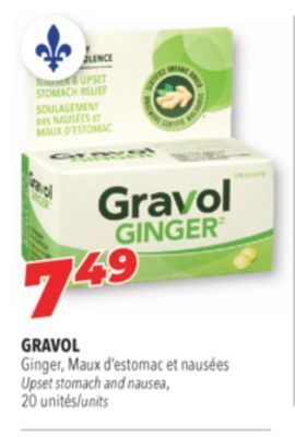Familiprix Gravol ginger, upset stomach and nausea offer