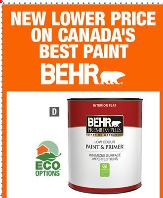 Home Depot Behr premium plus interior flat paint & primer in one offer