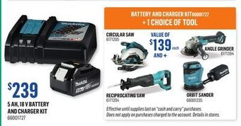 Canac 5 ah, 18 v battery and charger kit offer