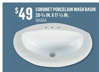 Canac Coronet porcelain wash basin 20-3/4 in. x 17-1/4 in offer