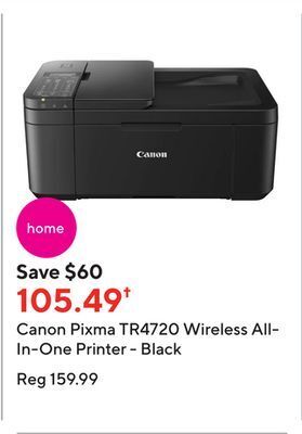 Staples Canon pixma tr4720 wireless all-in-one printer - black offer