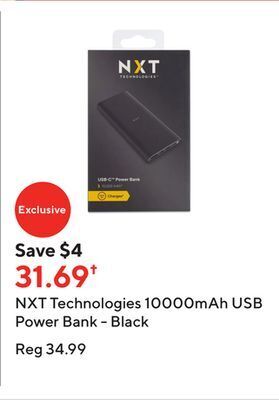 Staples Nxt technologies 10000mah usb power bank - black offer