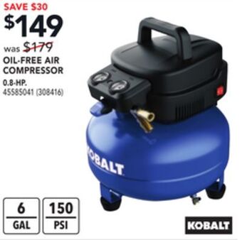 RONA Kobalt oil-free air compressor offer