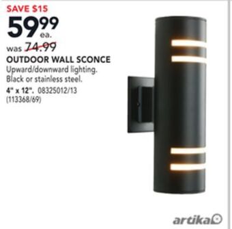RONA Artika outdoor wall sconce 4 x 12 offer