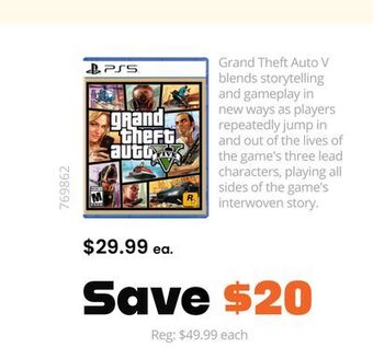 GameStop Ps5 grand theft auto v offer