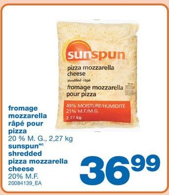Wholesale Club Fromage mozzarella râpé pour pizza sunspun offer