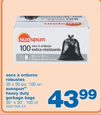 Wholesale Club Sacs à ordures robustes sunspun, 35 x 50 po, 100 un offer