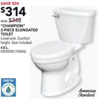 Réno Dépôt American standard champion 2-piece elongated toilet offer