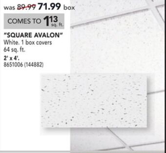 Certainteed square avalon ceiling tiles 2' x 4'