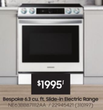 Réno Dépôt Samsung bespoke 6.3 cu. ft. slide-in electric range offer