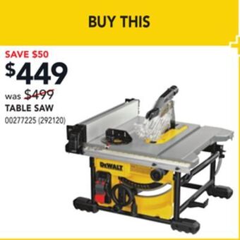 Réno Dépôt Dewalt table saw offer