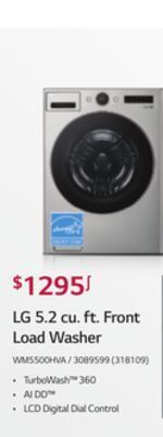 Réno Dépôt Lg 5.2 cu. ft. front load washer offer