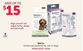 Mondou Baci+ dental care products for cat or dogs offer