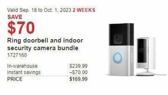 Costco Ring doorbell and indoor security camera bundle offer