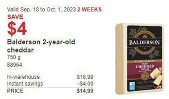 Costco Balderson 2-year-old cheddar offer