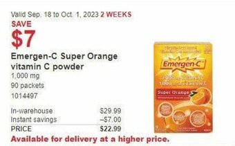 Costco Emergen-C Super Orange vitamin C powder offer