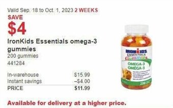 Costco IronKids Essentials omega-3 gummies offer