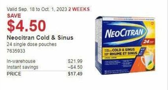 Costco Neocitran Cold & Sinus offer