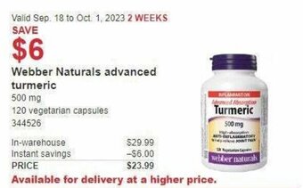 Costco Webber Naturals advanced turmeric offer