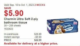 Costco Charmin Ultra Soft 2-ply bathroom tissue offer